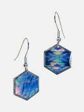 Load image into Gallery viewer, Cotton Candy Foil Hexagon Earrings
