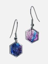 Load image into Gallery viewer, Cotton Candy Foil Hexagon Earrings
