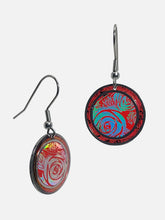 Load image into Gallery viewer, Red Holo Rose Foil Round Earrings
