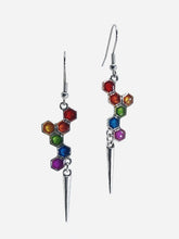 Load image into Gallery viewer, Rainbow Hexagon Spike Charm Earrings

