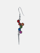 Load image into Gallery viewer, Rainbow Hexagon Spike Charm Earrings
