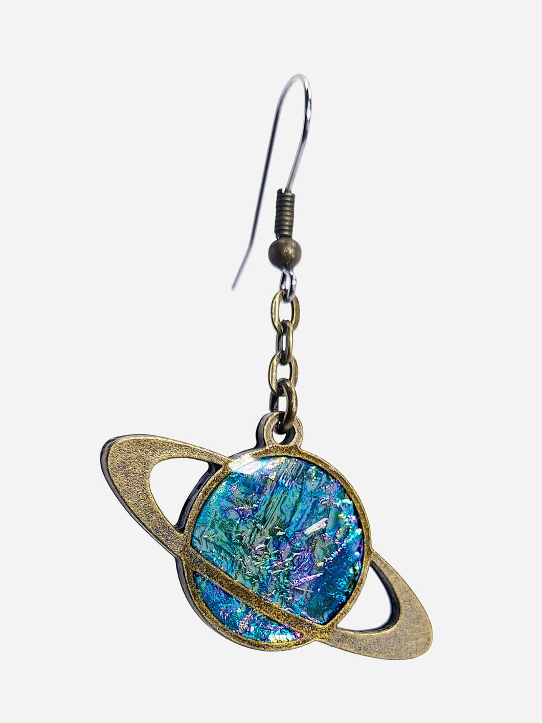 Iridescent Shattered Glass Foil Planet Earrings