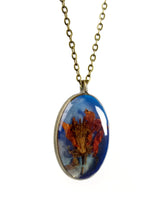 Load image into Gallery viewer, Orange Cosmos Oval Pendant Necklace
