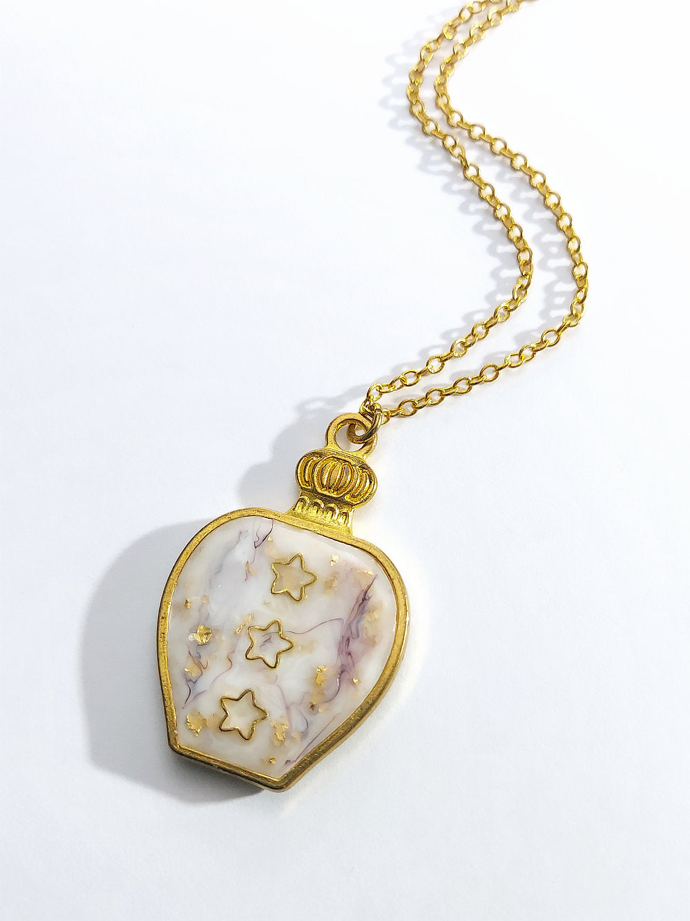 Gold Star Marble Potion Pendant Necklace