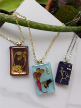 Load image into Gallery viewer, Champagne &amp; Gold Viburnum Rectangle Pendant Necklace
