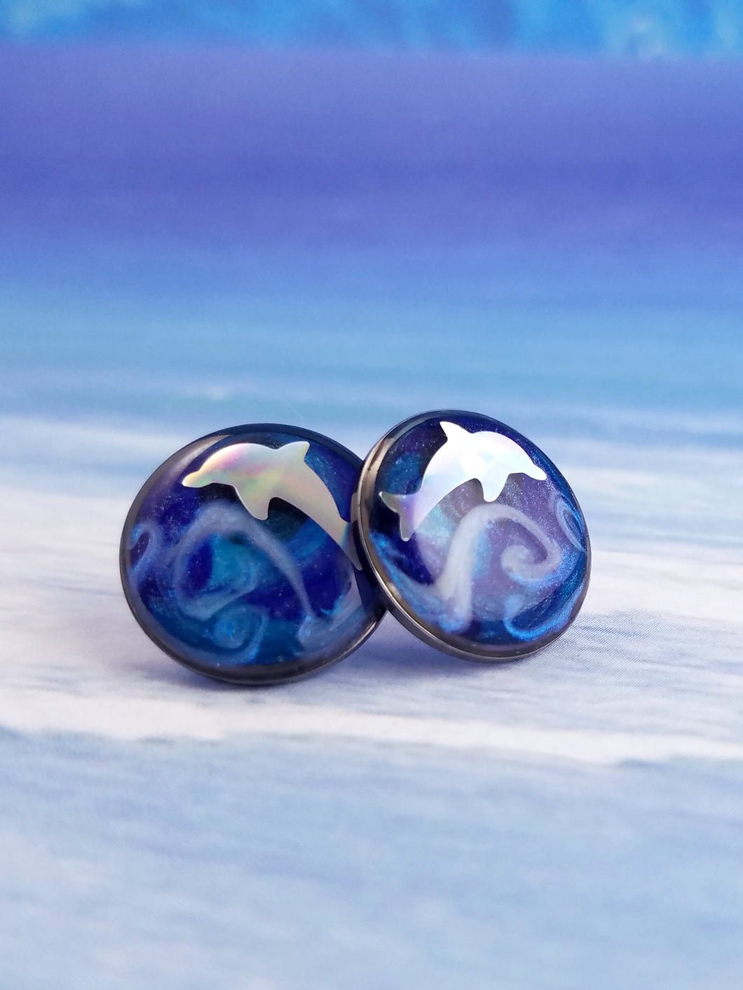 Dolphin Wave Post Stud Earrings