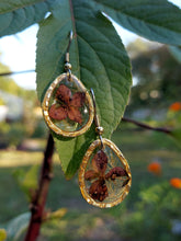 Load image into Gallery viewer, Textured Brass Hydrangea Teardrop Earrings
