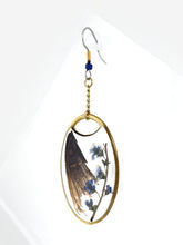 Load image into Gallery viewer, Butterfly Wing And Forget-Me-Not Brass Earrings
