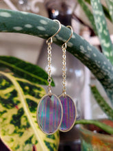 Load image into Gallery viewer, Matte Stripe Foil Oval Brass Earrings
