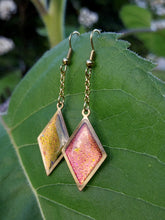 Load image into Gallery viewer, Chameleon Color Shift Brass Diamond Earrings
