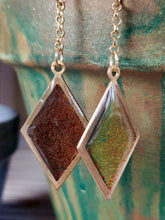 Load image into Gallery viewer, Chameleon Color Shift Brass Diamond Earrings
