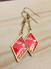 Load image into Gallery viewer, Red Chrome Waterfall Brass Diamond Earrings
