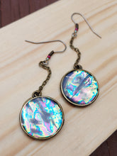 Load image into Gallery viewer, Round Mood Changing Iridescent Foil Earrings With Charms
