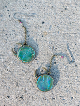 Load image into Gallery viewer, Round Mood Changing Iridescent Foil Earrings With Charms
