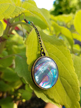 Load image into Gallery viewer, Round Mood Changing Iridescent Foil Earrings With Charms

