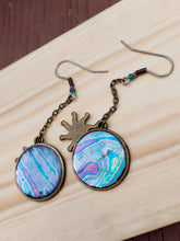 Load image into Gallery viewer, Round Mood Changing Iridescent Foil Earrings With Charms
