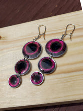 Load image into Gallery viewer, Three-Tier Circle Magenta Black Hole Earrings
