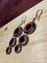 Load image into Gallery viewer, Three-Tier Circle Magenta Black Hole Earrings
