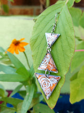 Load image into Gallery viewer, Three-Tier Triangle Holo Rose Foil Earrings
