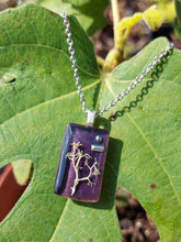 Load image into Gallery viewer, Purple Lichen Rectangle Pendant Necklace
