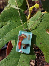Load image into Gallery viewer, Teal Honeybee &amp; Coppertip Rectangle Pendant Necklace
