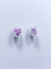 Load image into Gallery viewer, Pink Hydrangea Oval Dome Post Stud Earrings
